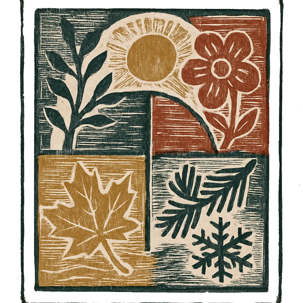 An artistic visual illustration representing the ebb and flow of the changing seasons