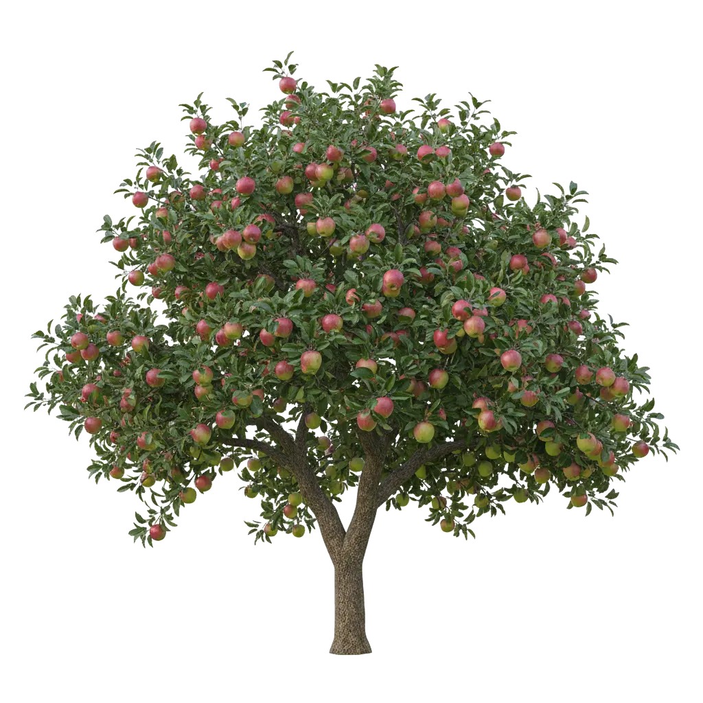 Image of an apple tree with many red and green apples on it