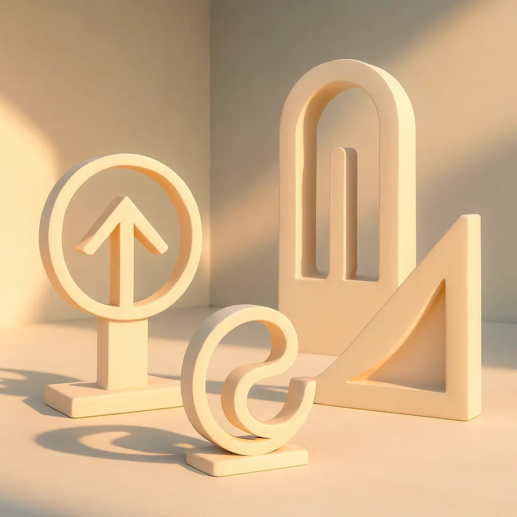 A visual representation of the shapes and symbols that create the law of attraction for a brand